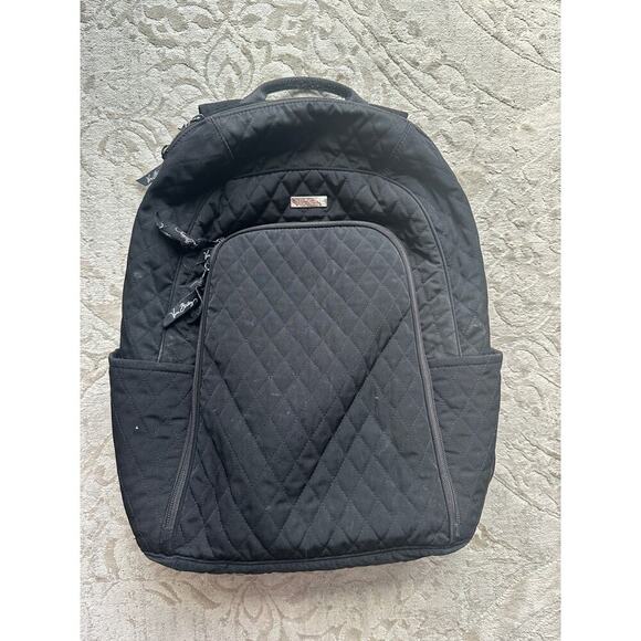 Vera Bradley Handbags - Vera Bradley Black Quilted Laptop Backpack Large Essential Travel School